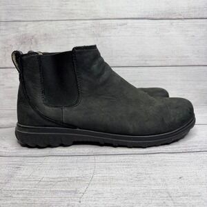 Bogs Mens Eugene 8007 11.5 US Black Leather Chelsea Ankle Boots Casual